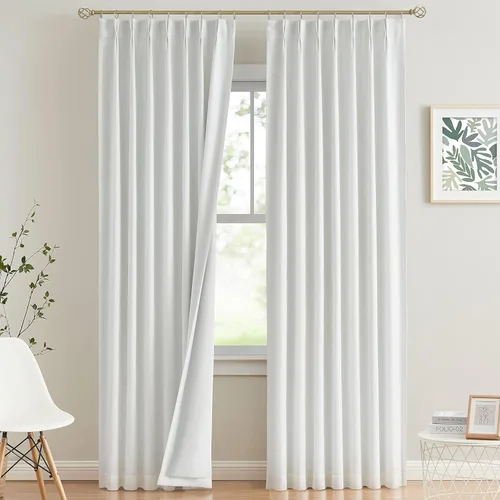 Vista 67 de Vision Home Cortinas marrones con pliegues pinzados, opacas completas, cortinas de ventana de lino mezclado para oscurecer la habitación, cortinas