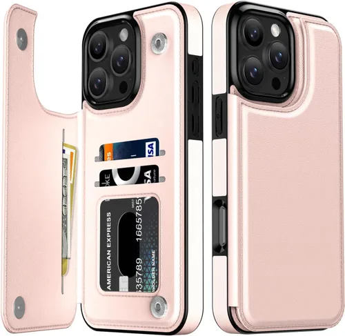 Vista 1190 de LETO para iPhone 15 Pro Funda tipo cartera - Tapa tipo folio con patada - Diseños de moda - Tarjetero - Funda protectora para mujeres y niñas - 6.1