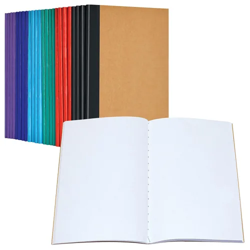 Vista 6 de Better Office Products 24 Pack Small Kraft Notebooks, 4.1 in x 5.5 in, 120gsm, 48 Heavyweight Unlined Blank White Pages, Assorted Vibrant