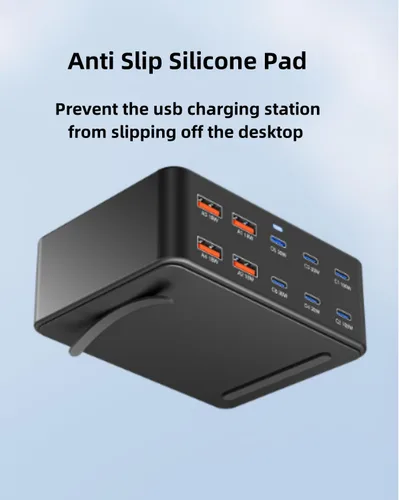 Vista 7 de Estación de carga USB C de 330 W, cargador USB C, 10 puertos de alimentación para múltiples dispositivos con PD 100 W, 65 W, 30 W, QC3.0, 18 W