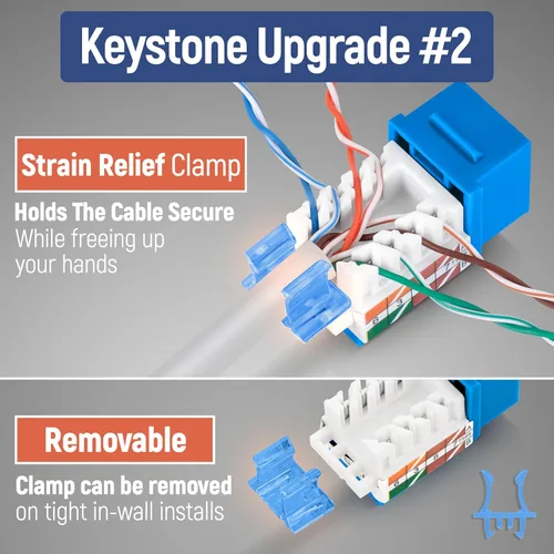 Vista 142 de Everest - Paquete de 50 conectores Keystone RJ45 Cat6 en ángulo de 45°, color blanco, conectores RJ45 hembra de perfil delgado, conector Keystone