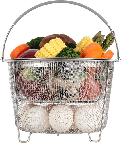 Cesta de vapor Aozita para Instant Pot de 6 cuartos u 8 cuartos de galón, apilable, de 2 niveles, acero inoxidable 18/8, cesta de colador de malla,