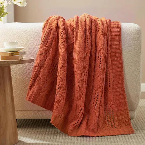Vista 14 de Amélie Home Manta de Tiro de Punto Grueso, Manta de Chenilla Suave de Doble Cara Transpirable con Tejido de Cable para Sofá, Manta Decorativa