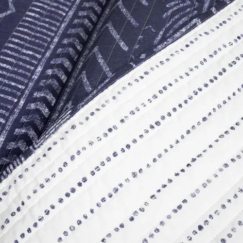 Vista 5 de Lush Decor Hygge Geo - Juego de edredón reversible de 5 piezas, tamaño matrimonial/queen, negro y blanco