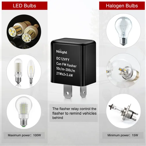 Vista 3 de Nilight 4 piezas relé intermitente ajustable de 2 pines, relé intermitente electrónico, 12V, corrige la señal de giro de motocicleta e intermitente
