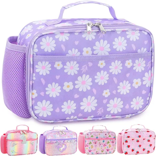 Vista 15 de RHCPFOVR Lonchera para niños – Lonchera aislada para niños y niñas, bolsa de almuerzo lavable y lonchera reutilizable a prueba de fugas