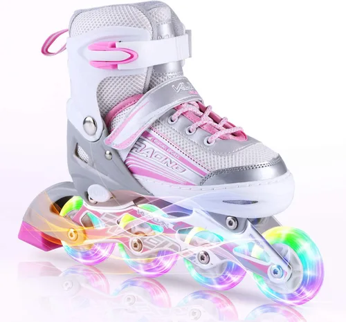 Kuxuan Skates Inline Skates Adjustable for Kids,Girls Skates with All Wheels Light up,Fun Illuminating for Girls and Ladies