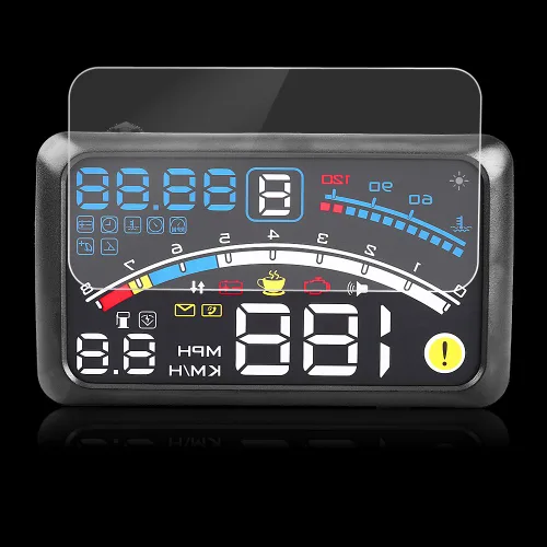 Vista 5 de Universal 5.9 "Coche HUD Display MPH/KM/h Over Speed Limit Advertencia Plug and Play Proyector con película para coches con OBDII o EUOBD Interfaz