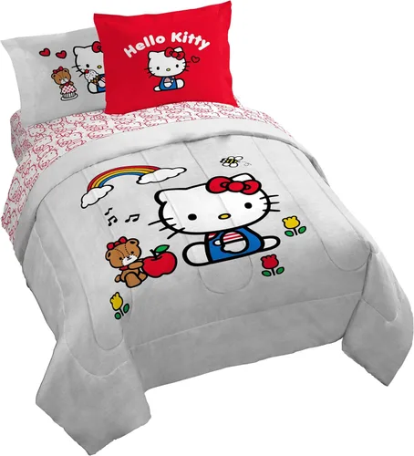Vista 25 de Jay Franco - Juego de edredón de Hello Kitty Stars tamaño individual, 5 piezas, incluye juego de sábanas y fundas de almohada - Ropa de cama súper