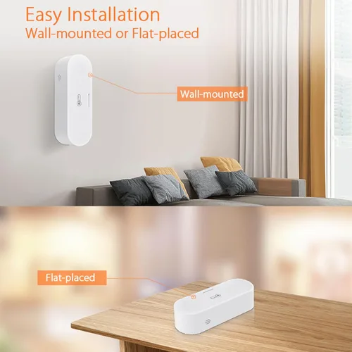 Vista 6 de Fockety Sensor de humedad y temperatura Tuya Zigbee, monitor inalámbrico inteligente de temperatura y humedad con alerta de aplicación, termómetro