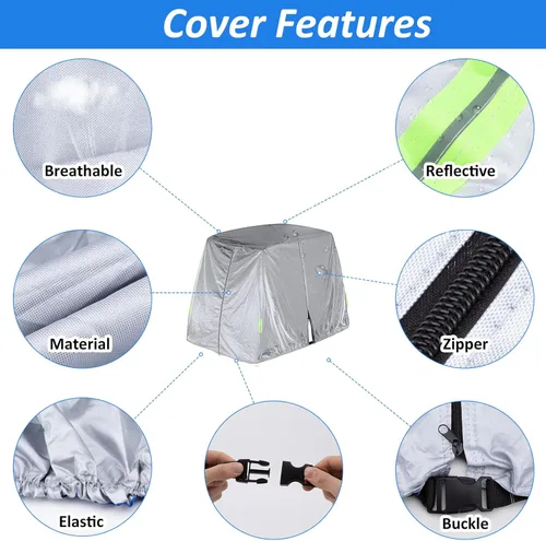 Vista 2 de SPORTYOUTH Funda universal para carrito de golf para 2/4 pasajeros, se adapta a la mayoría de marcas, resistente al agua, resistente a los rayos UV