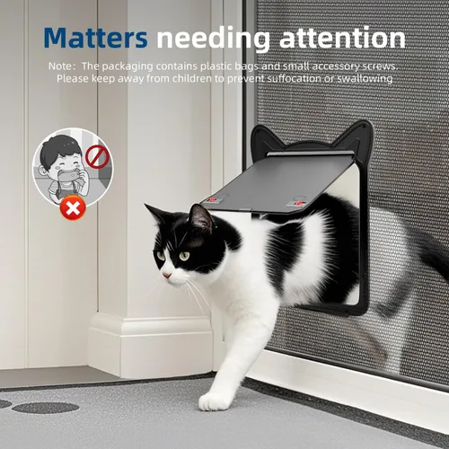 Vista 8 de Puerta mosquitera para mascotas para perros pequeños y gatos – Solapa magnética con cerradura resistente, puerta interior de 8.59 x 6.62 pulgadas