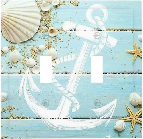 Vista 136 de Cubiertas de Tomacorriente Ancla Estrella de Mar Concha Tablón de Madera Rústico Náutico 1 Gang Interruptor de Luz Dúplex Placa Cubierta Decorativa