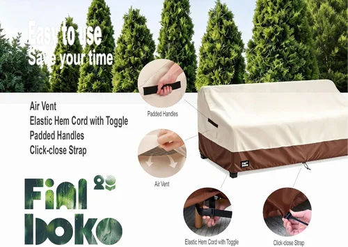 Vista 5 de Funda para Sofá de Exterior de 3 Plazas, 76Wx32Dx31H Pulgadas Fundas para Muebles de Patio, Fundas de Servicio Pesado para Muebles de Exterior