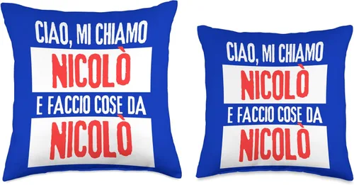 Vista 3 de Nicolò Idea Regalo Personalizzata con Nome Ciao Sono Faccio Cose Da Nicolò Personalizzato Throw Pillow, 18x18, Multicolor