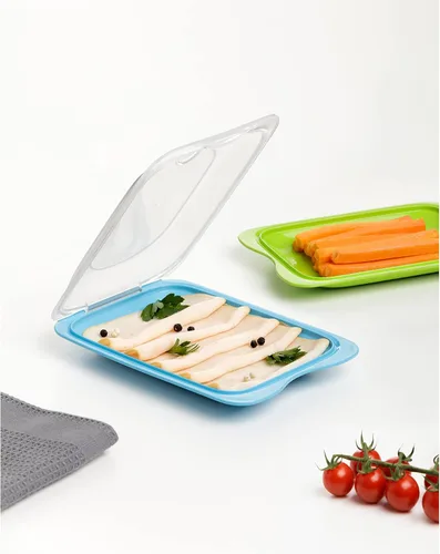 Vista 2 de TATAY Recipiente de carne fría para nevera 1 unidad mini almacenamiento de refrigerador tapa extraíble, apilable apto para microondas