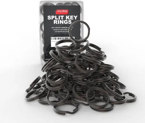 Vista 2 de Paquete de 100 llaveros divididos a granel – 0.9 pulgadas (0.906 in) de acero resistente para llaves, manualidades y proyectos de bricolaje, Marrón