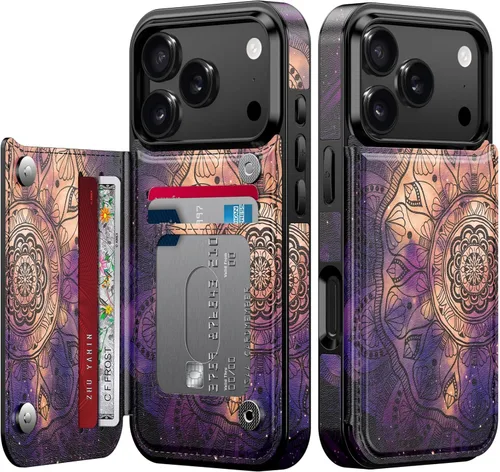 Vista 77 de LETO para iPhone 15 Pro Funda tipo cartera - Tapa tipo folio con patada - Diseños de moda - Tarjetero - Funda protectora para mujeres y niñas - 6.1