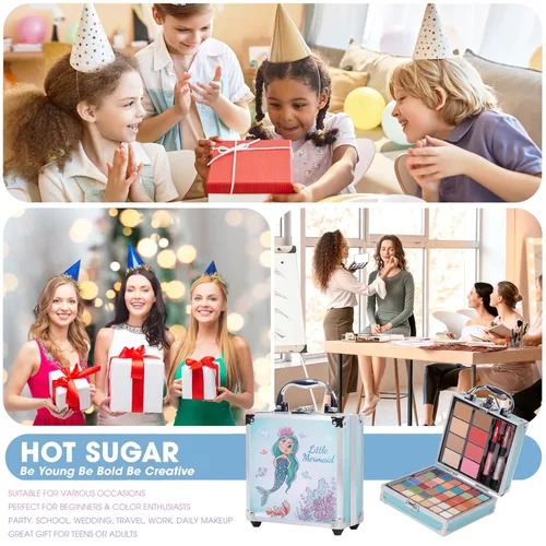 Vista 6 de Kit de maquillaje Hot Sugar para niñas de 4-6, 7-8, 10-12 años, juego de maquillaje para niñas pequeñas, kit de maquillaje para adolescentes