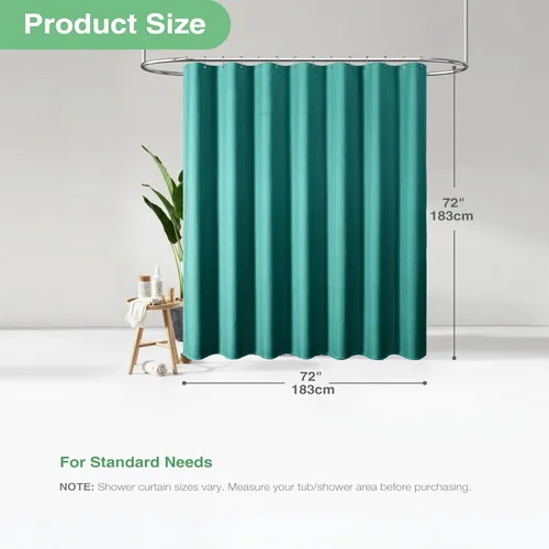Vista 328 de Cortina de ducha de tela Dynamene verde oscuro - Cortinas de baño de tela de nido de abeja texturizadas resistentes, juego de cortinas de baño