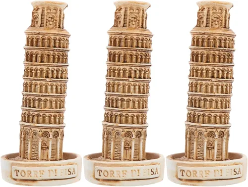 Amosfun 3 piezas Mini torre inclinada italiana estatua de resina casa de muñecas mesa de arena adornos pecera paisajismo ornamento