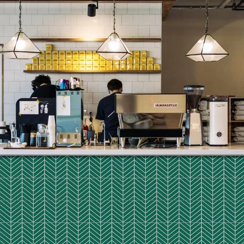 Vista 9 de Azulejos de despegar y pegar, azulejos de pared de mosaico de cocina con patrón de sarga verde, azulejos autoadhesivos de vinilo para pared