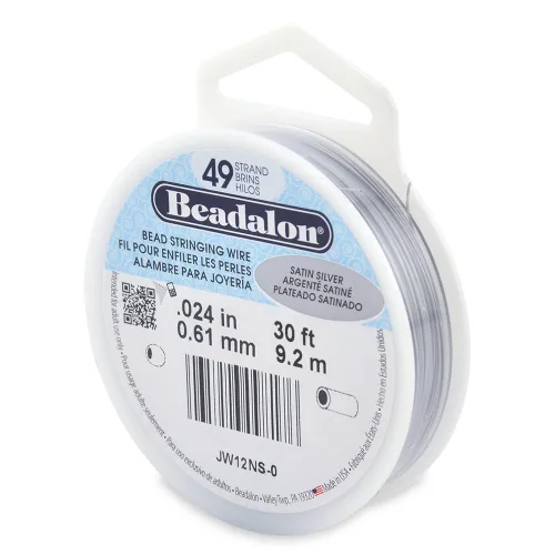 Vista 30 de Beadalon 49 Hilos de Alambre para Ensartar Cuentas de Acero Inoxidable, 0.33 mm / 0.013 Pulg, Negro, 9.2 m / 30 Pies