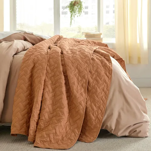 Vista 44 de Bedsure Colchas de tamaño Queen – Colchas ligeras tamaño Queen con patrón de tejido de canasta, ropa de cama suave, edredón de rosa polvorienta