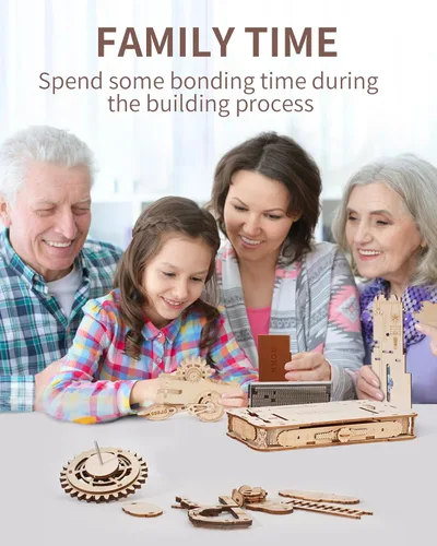 Vista 6 de ROKR Rompecabezas 3D para adultos, rompecabezas de madera, juegos de construcción de modelos de prensa de impresión clásica, manualidades de madera