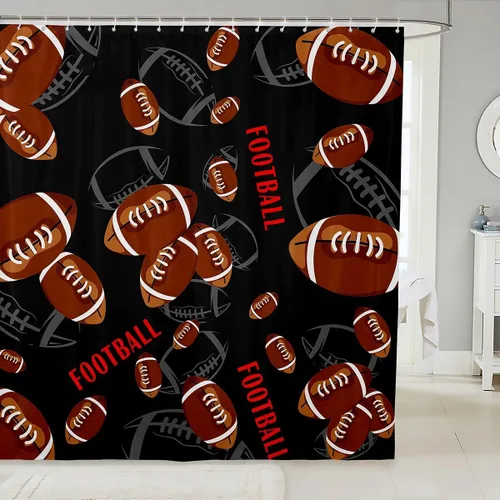 Vista 30 de Decorative White Baseball Shower Curtain Waterproof Polyester Fabric,Red Baseball Bat Bath Curtain Home Bathroom Decor Hanging Curtain with Hooks 72