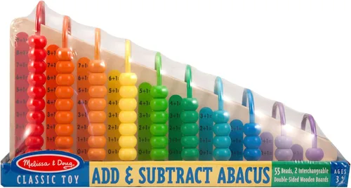 Vista 3 de Melissa & Doug – Ábaco de suma y resta – juguetes educativos con 55 perlas de colores y construcción de madera resistente