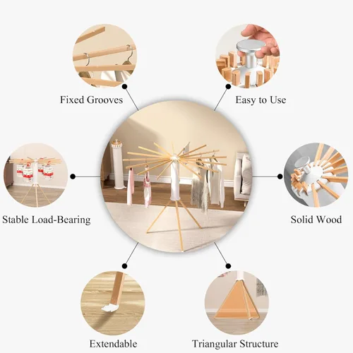 Vista 5 de Estante de secado de ropa plegable, estante portátil de secado de ropa para interiores y exteriores, estante de secado de ropa que ahorra espacio