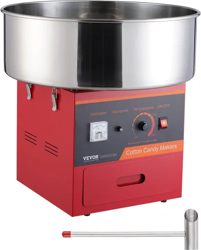 Vista 11 de VEVOR - Máquina eléctrica para hacer algodón de azúcar con carro, máquina comercial para hacer caramelo de 1000W con tazón de acero inoxidable