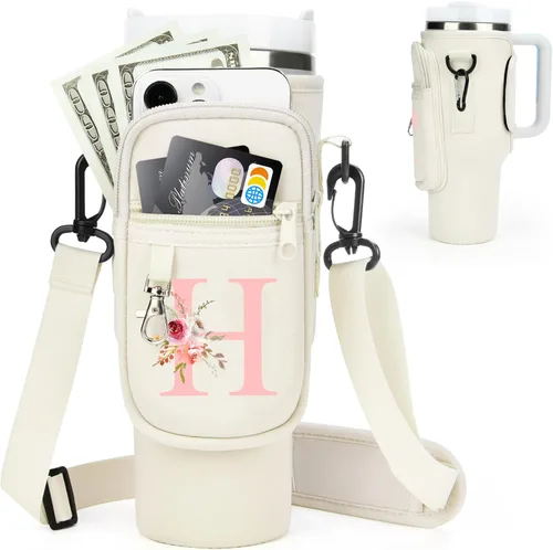 Vista 108 de Initial Water Bottle Holder with Strap for Stanley Cup Accessories 40 oz Tumbler/Simple Modern Tumbler Bag, Water Bottle Carrier Bag with Strap for
