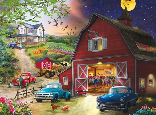 Vista 2 de Buffalo Games - Bigelow Illustrations - Vida en la granja día y noche - Rompecabezas de 1000 piezas para adultos - Rompecabezas desafiante perfecto