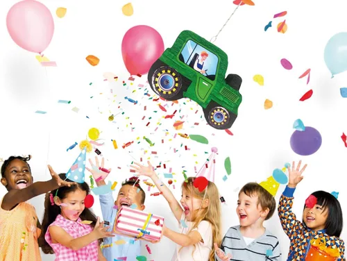 Vista 5 de La piñata tractor acelera la diversión con un punto culminante de fiesta temática de granja!