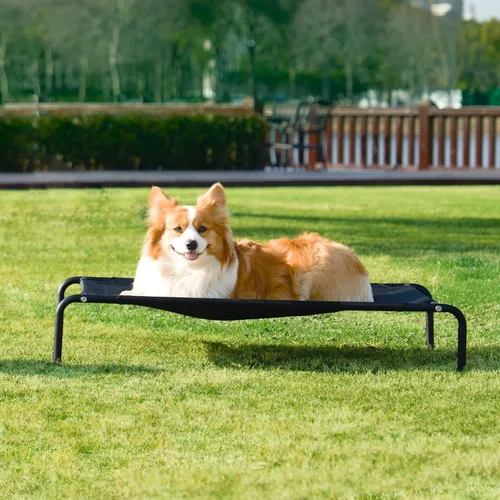 Vista 8 de EHEYCIGA Camas elevadas para perros grandes, hamaca elevada para perros al aire libre, plataforma elevada para mascotas con estructura y malla