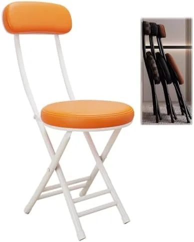 Vista 15 de Compact Foldable Bar Stool with Backrest & Round Cushion - Space-Saving Portable Chair for Kitchen, Dining, Living Room, Office & Balcony - Stylish