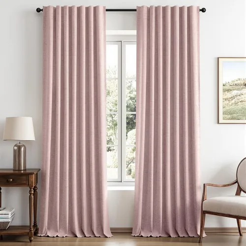 Vista 74 de MIULEE Cortinas de lino 100% opacas para dormitorio, marfil sólido, decoración de lujo, aislamiento térmico, cortinas oscurecedoras para sala