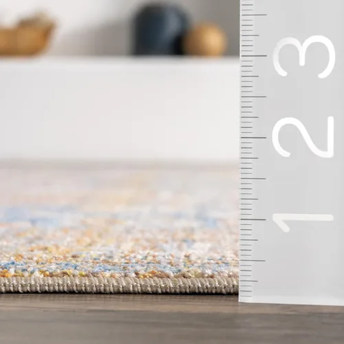 Vista 2 de NuLOOM - Alfombra con diseño de medallón, con flecos, modelo Ethel