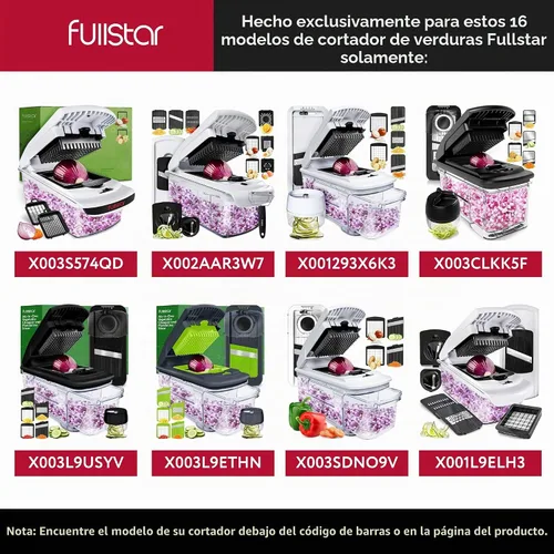 Vista 4 de Fullstar Juego de repuesto de cuchillas – Solo compatible con modelos selectos de picador de verduras Fullstar – Juego de inserción de 2 piezas