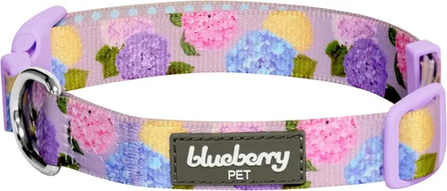 Vista 12 de Blueberry Pet 7 patrones, impresión de rosa inspirada en la esencia de primavera, collar ajustable para perro irlandés azul, XS, cuello 20,3 cm