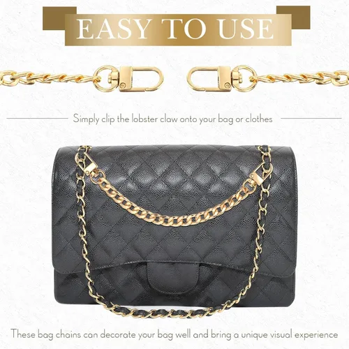 Vista 4 de 4 correas de cadena para bolso de 7.9 pulgadas, accesorios de cadenas para bolso, extensor de bolso plano, correas de repuesto para hombro con 24