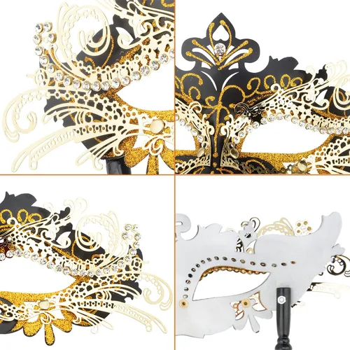 Vista 5 de Hoshin Máscara de mascarada con palo, decoraciones de Mardi Gras para mujer