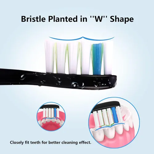 Vista 4 de Paquete de 12 cabezales de cepillo de dientes de repuesto compatibles con cepillo de dientes eléctrico Fairywill P11 T9, diseño de cerdas