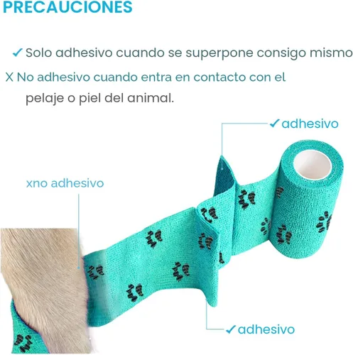 Vista 2 de WePet Envoltura para mascotas, autoadhesiva, solo se adhiere a sí misma, cinta no tejida para patas de perro, patas, heridas, gasa cohesiva