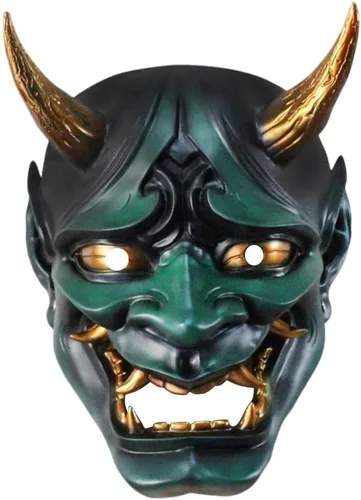 Vista 2 de Máscara japonesa de Prajna Noh Kabuki Halloween Cosplay máscara de diablo Hannya Oni Samurai máscara de resina