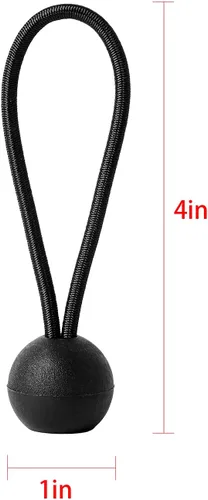 Vista 2 de Paquete de 16 cuerdas elásticas de bolas elásticas, color negro, resistentes, de 4 pulgadas, correas elásticas de lona, resistentes a la intemperie