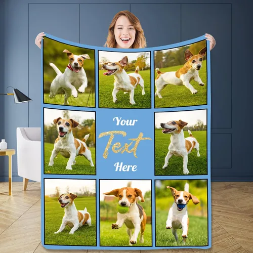 Vista 14 de Manta personalizada con imagen, mantas de memoria personalizadas para perros, hechas en Estados Unidos, imagen personalizada para pérdida de 1 Foto
