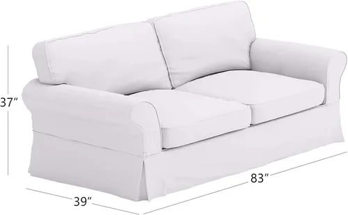 Vista 3 de La funda de sofá de algodón (ancho: 81 a 85 pulgadas, no 92 pulgadas) se adapta al sofá Pottery Barn PB Comfort Roll Arm (no sofá grande). Una funda